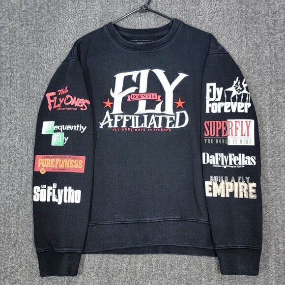 Born Fly Affiliated Sweatshirt Mens Medium* Black Pullover Movie Title Graphics - Picture 1 of 12